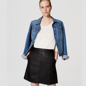 LOFT Ann Taylor Black Faux Leather Shift Skirt